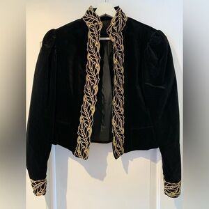 Wenger Blazer Black Gold Velvet Made in Austria Size 40 Cotton Gold Details.